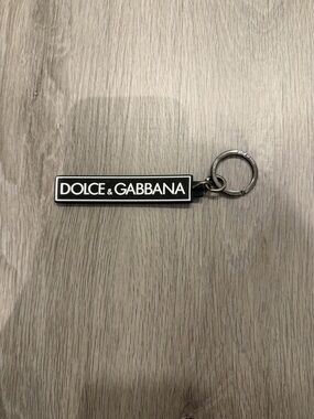 Dolce & Gabbana Black and White Logo Rubber Key Holder